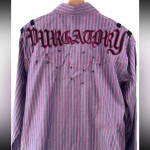 🆕Blac Label pink/purple stripe “Purgatory” embroidered grunge men’s XL casual NW